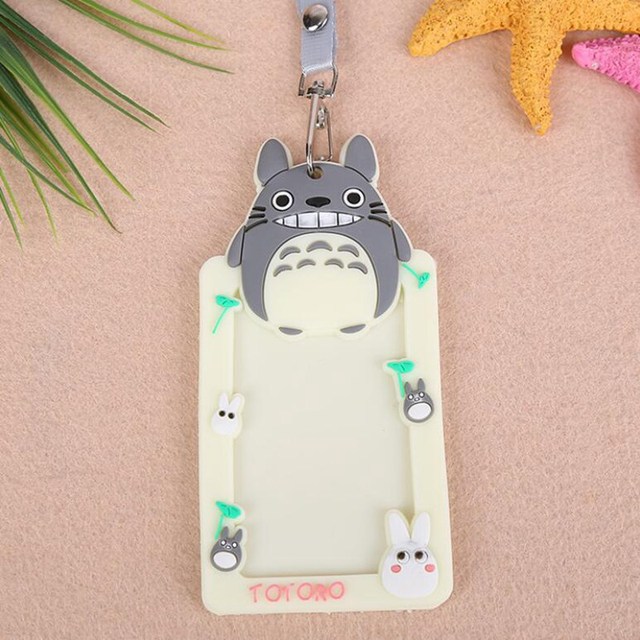 Cute Cartoon Bank Credit Card Holders Women Girl Silica Gel Neck Strap Wallet Card Bus ID ID Badge Lanyard