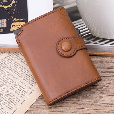 Pop Up Rfid Black Wallet ID Card Case Men Rfid Button Credit Card Holder High Quality Metal Aluminum Auto Coin Purse