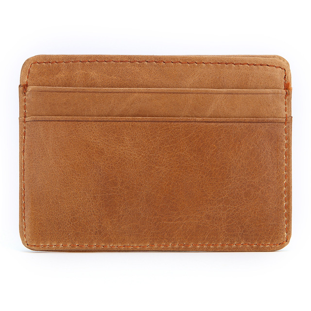 GENODERN Women and Man Genuine Leather Card Case Cowhide Slim Card Wallet Small Thin Card Package