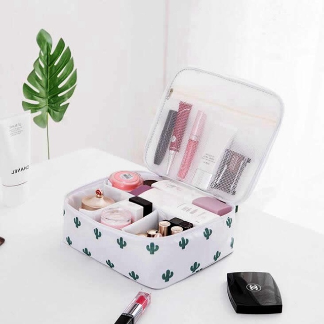 Travel Cosmetic Bag with Flamingo Patterns for Women, Zipper Trunk Makeup Bag, Storage Bag, Toiletry Box