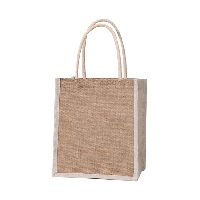 Jute Tote Bags Burlap Handbag Reusable Beach Grocery Shopping Bag With Handle Large Capacity For Women Girls