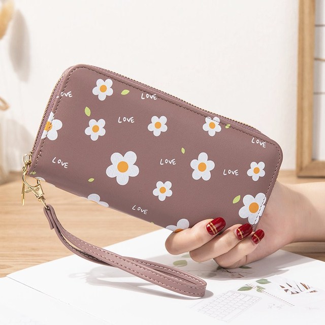 Women Lady Wallets Flower Long Zipper Coin Purse Cards Holder Woman Bags Purse Purse Purse Clutch Money Wristlet