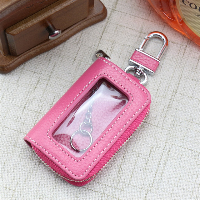 Square Zipper Car Key Case Transparent Window Bag Wallet Keychain Women Home Organizer