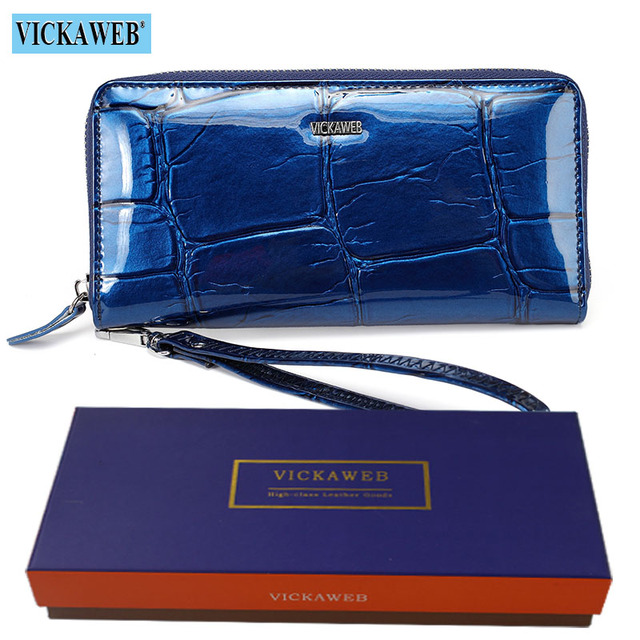 Free gift women leather wallets female wrist purse ladies long zipper clutch fashion patent coin pocket