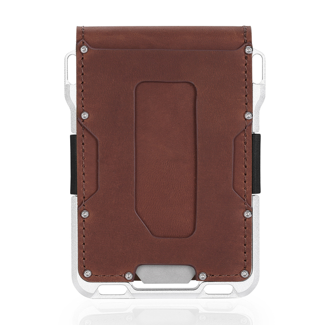 SEMORID Genuine Leather Skin Rfid Credit Card Holder Metal Men Wallets 2021 Badge Pilot Card Holder Small Size Card Wallet