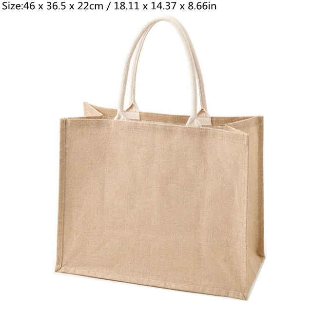 Durable Jute Shopping Bag Large Capacity Reusable Women Girls Travel Beach Bag Portable Bag Storage Organizer Handbag