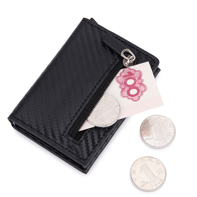 DIENQI RFID Carbon Fiber Leather Men Wallets Card Holder Money Bags Male Purses Slim Thin Small Wallet Black Walet for Men Gifts