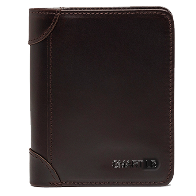 Genuine Leather Slim Wallets for Men and Women Short Credit Card Holders Coin Smart Bluetooth Wallet Man Card Holder Photo