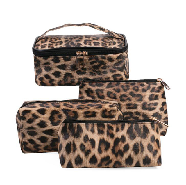 Leopard Print Cosmetic Storage Bag Women Waterproof Wash Bag Travel Essentials Makeup Organizer Toiletry Bag