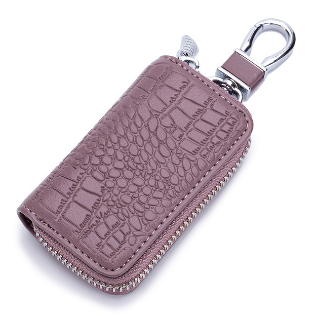 Fashion Genuine Leather Car Key Bag Unisex Crocodile Print Zipper Top Quality Cow Split Key Organizer Purse