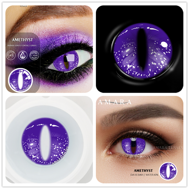 Amara Colored Contact Lenses For Eyes Anime Cosplay Colored Lenses Blue Purple Multicolor Contact Lenses Makeup Beauty