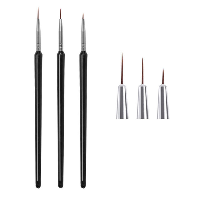 3pcs Nail Art Liner Brush Set Acrylic French Tape Tips Manicure Ultra-thin Line Drawing Pen UV Gel Brushes Painting Tools