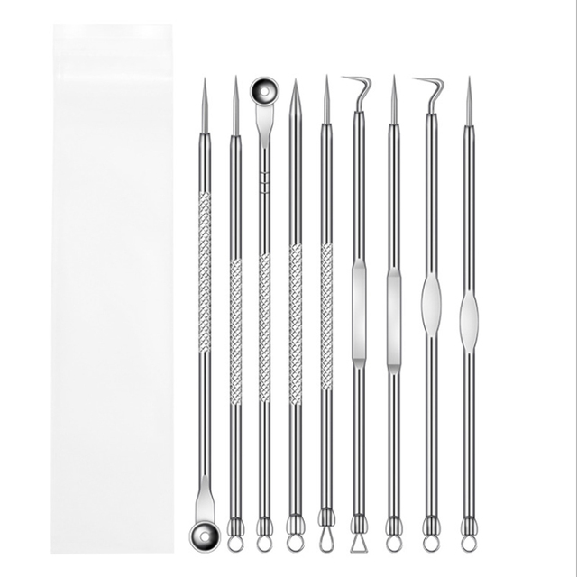 Acne Blackhead Remover Needle Blackhead Tool Kit Tweezers Pimple Extractor Stainless Steel Black Spot Removal Face Skin Care Tool