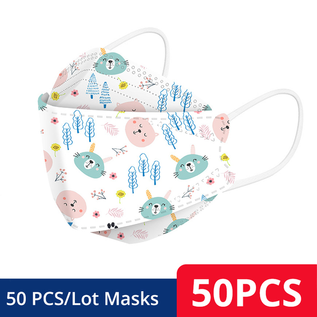 50-200pcs FPP2 Children's Mask KN95 Cartoon Face Mask Reusable Dustproof Breathable Protective For Boys Girl 4-12 Years Mascarilla