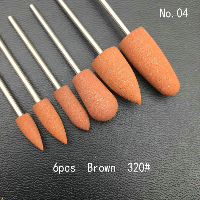 6pcs/set Rubber Silicon Nail Drill Grinding Cutter for Manicure Flexible Bit Polisher Machine Electric Nail File Art Tools