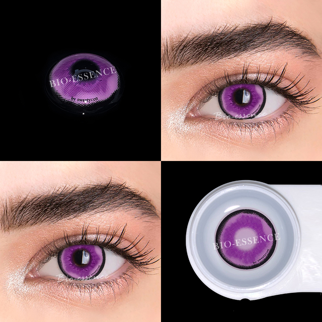 Bio-essence 1 Pair Purple Lenses Cosplay Colored Contact Lenses For Eyes Anime Accessory Shinobuko Lenses Demon Slayer Anime Lens