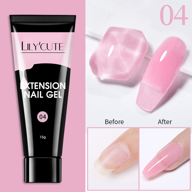 LILYCUTE Nail Extension Gel Clear White Pink UV LED Extension Gel Nail Tips Enhancement Slip Quick Solution Extension Gel