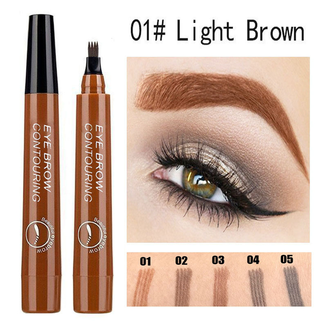 FOCALLURE - 4 Prong Liquid Eyebrow Pencil, Natural Makeup, Waterproof, Durable, Easy to Create Wild, TSLM1