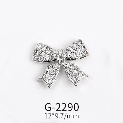 Nail Art Jewelry Net Red Nail Art Real Gold Zircon Bow Jewelry Micro-inlaid Nail Diamond Decoration G-2287 Nail Art Decorations