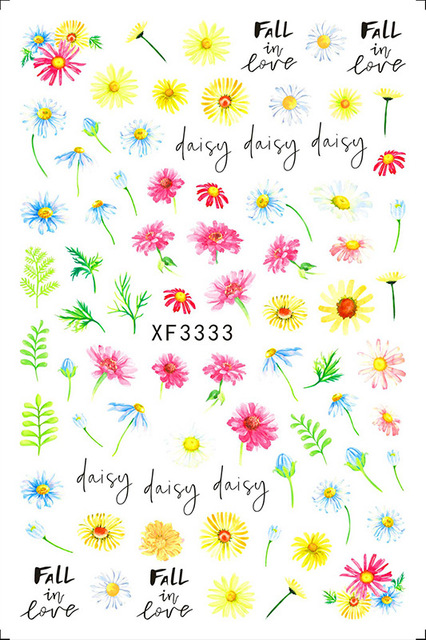 Elegant Daisy Autumn Leaves Nails Art Manicure Back Glue Sticker Decorations Design Nail Sticker Beauty Nails