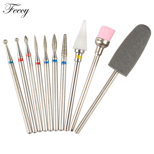 10pcs Ceramic Diamond Grinding Cutter For Manicure Set Nail Bits Grinder Cutters To Remove Gel Varnish Nail Art Accessories