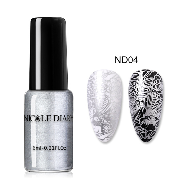 nicole diary stamping nail polish black white gold silver nail art printing varnish DIY design for stamping nail plate shellac