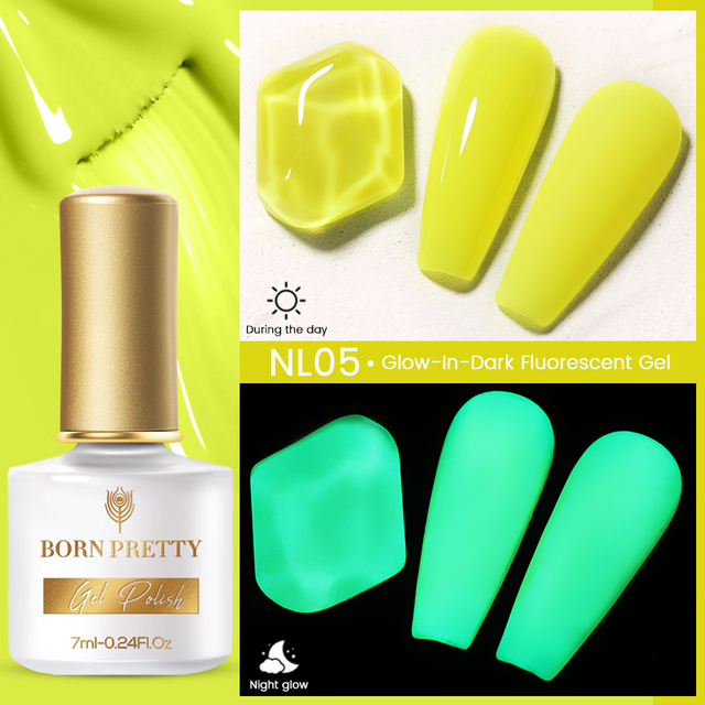 Born Pretty Pink Color Luminous Gel Nail Polish Glow In The Dark Neon Fluorescent Soak Off UV LED Top Coat Semi Permanent Varnish