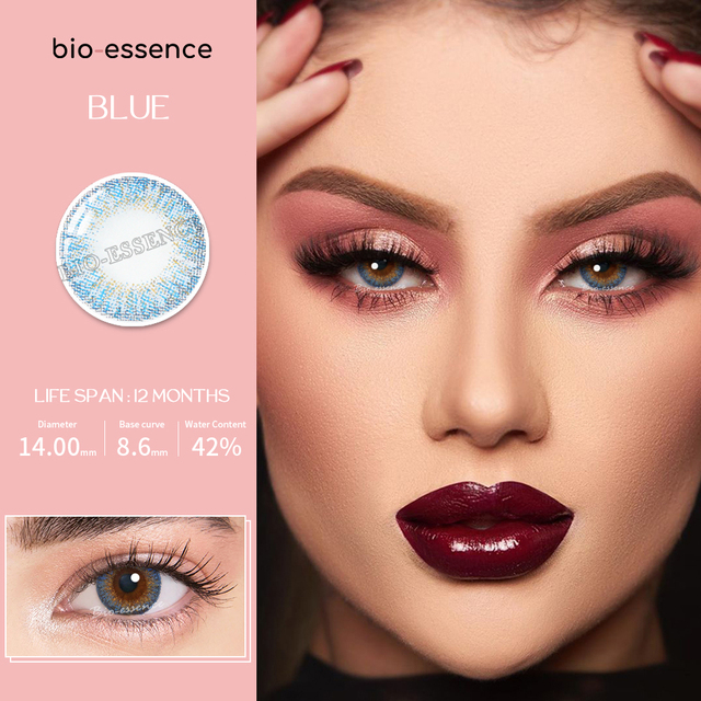 Bio-essence 2022 New 1 Pair Eye Color Contact Lenses Natural Brown Lenses Beauty Fashion Blue Green Green Eye Contact Lenses