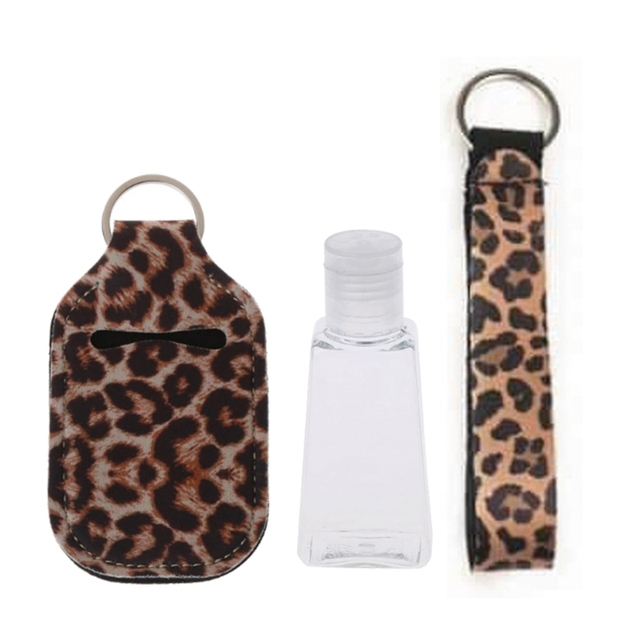 Portable 1oz Refillable Empty Travel Bottles With Keychain Holder Wristlet Set Keychain Bottle Container With Flip Caps