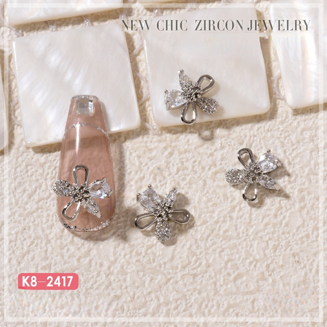 Nail Art Zircon Jewelry Bowknot Pearl Accessories Explosive Flower Color Preserved Decorative Diamond Nail