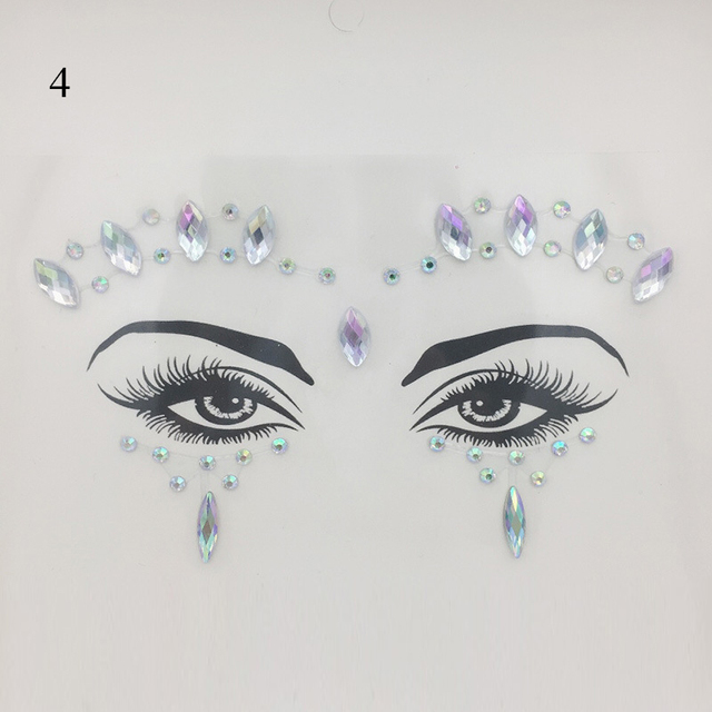 3D Sexy Face Tattoo Stickers Face Decoration Temporary Tattoo Glitter Fake Tattoo Rhinestones for Woman Party Face Jewelry Tattoo