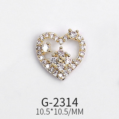 Nail Art Real Gold Zircon Heart Butterfly Shell Micro Inlaid Nail Diamond Decoration