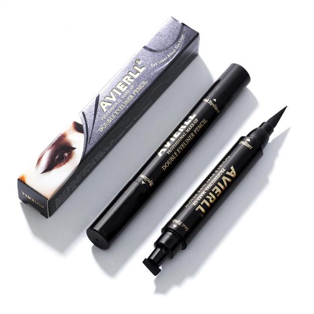 2 in 1 Cat Eye Seal Eyeliner Set Double-headed Triangle Seal Eyeliner Pen Enlarge Eyes Waterproof Quick Dry Long Lasting Makeup