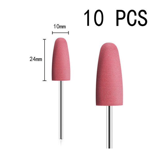 10pcs/set Silicone Rubber Polisher Grinding Head 2.35mm Shank Nail Bits Nail Electric Manicure Drill Machine Accessory