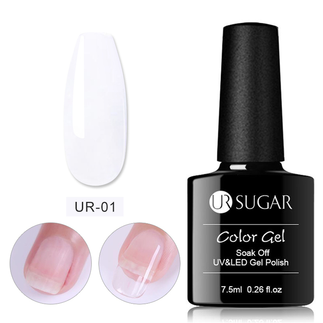 UR SUGAR 7.5ml Milky White Gel Nail Polish Clear Pink Gel Nail Extension Tips Soak Off Led UV Gel Varnish