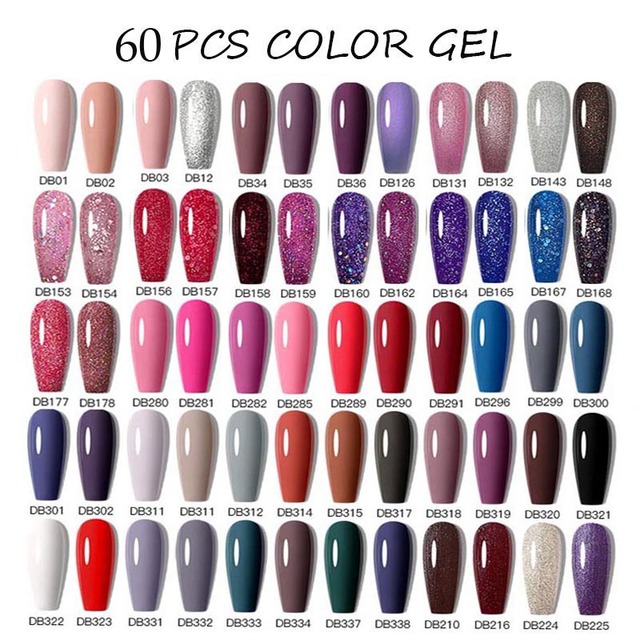 MTSSII 120pcs Gel Polish Set Semi Permanent UV LED Gel Varnish Soak Off Nail Art Glitter Colorful Gel Manicure DIY Big Set