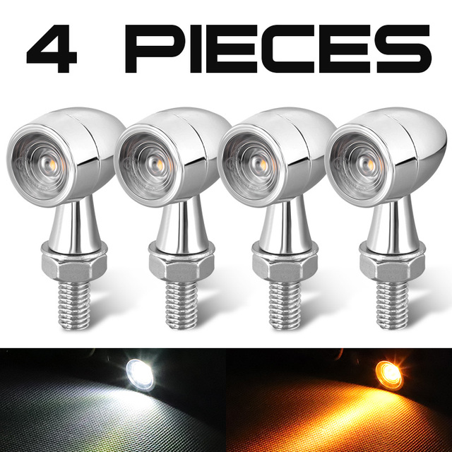 Mini motorcycle LED turn signal light chrome moto blinker light blinker clignut ant moto led for Kawasaki for Suzuki 12V