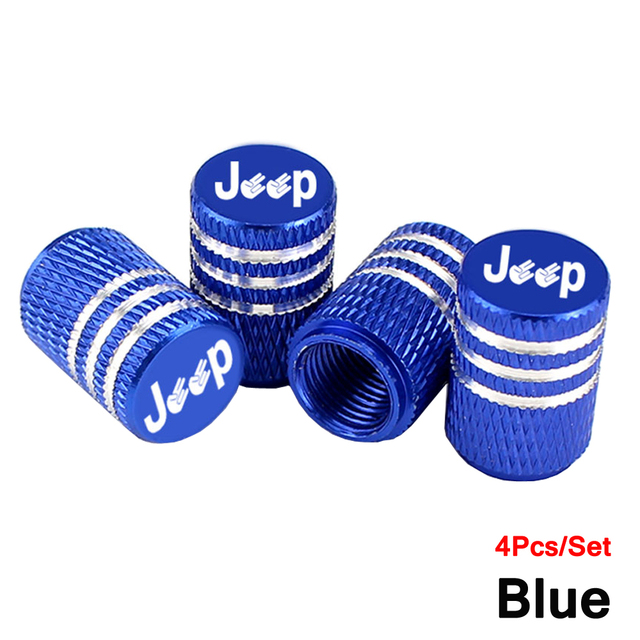 AUTCOAT 4pcs/set Jeep Logo Tire Stem Valve Caps Aluminum Car Dust Caps Tire Wheel Stem Air Valve Caps