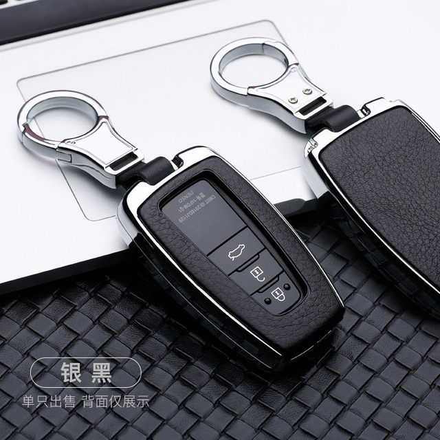 2 34 Button Galvanized Alloy Leather Car Key Case Shell For Toyota CHR C-HR Prado Camry Avalon Prius Corolla RAV4 Keychain