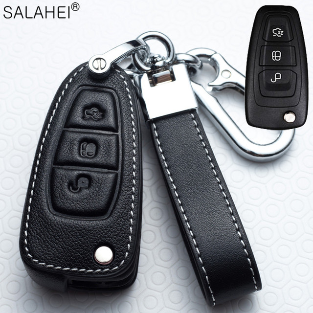 Leather Car Key Case Car Key Cover Ford Fiesta Focus 3 4 ST Mondeo Ecosport Kuga Ranger C-Max S-Max