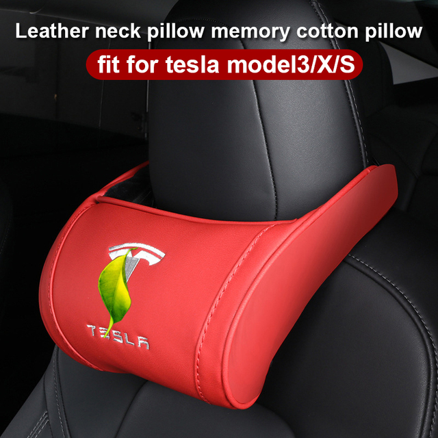 For Tesla Model 3S X 2022 Car Seat Headrest Neck Seat Cushion PU Leather Head Support Headrest Head Cushion For Tesla Model 3