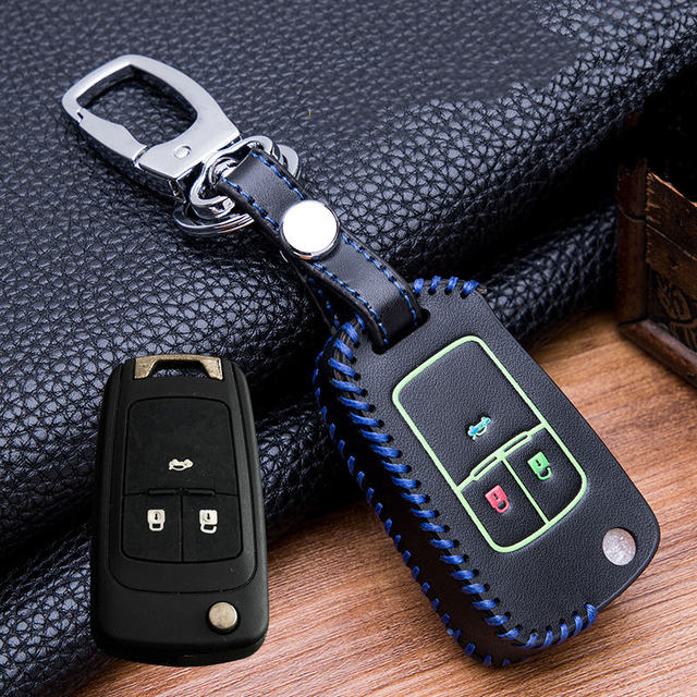 New Luminous Leather Car Key Case For Chevrolet Cruze Aveo Trax Opel Astra Corsa Meriva Zafira Antara J Mokka Badge For Buick