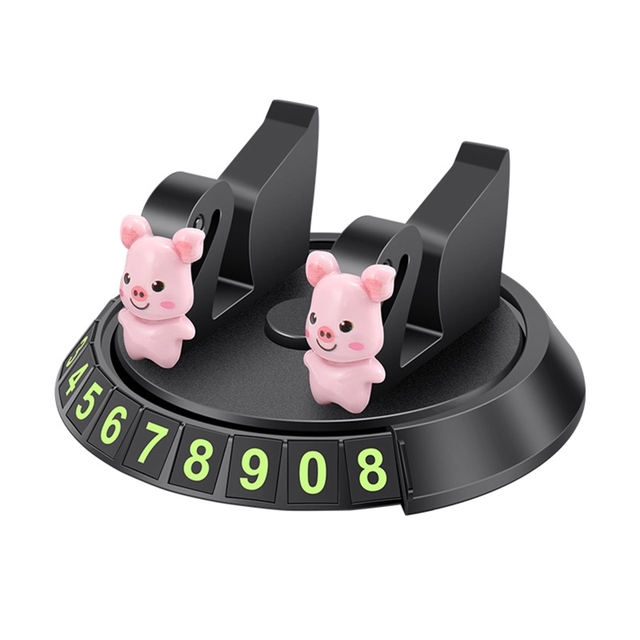 G99F 360 Degree Rotation Car Phone Holder Navigation With Hidden Parking Number Plate Cartoon Cute Doll Ornament Phone Bracket