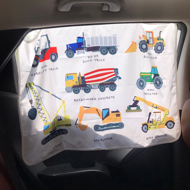 Cartoon Car Side Window Solarium Kids Early Learning Animal and Fruit Pattern Child Cognitive Windshield Sunshade Window Cover