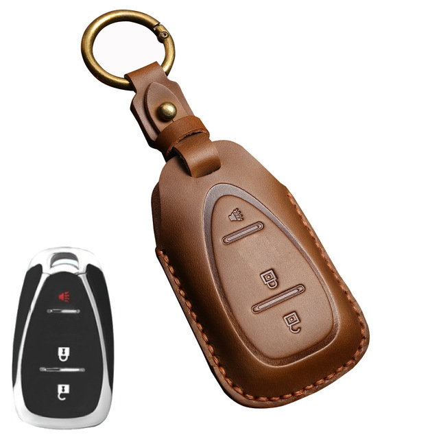 Luxury Leather Car Key Case Cover Fob Protector Keychain Holder For Chevy Chevrolet 2021 JM Trax Crvalier Cruze Malibu Keyring