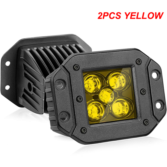 Luyoo 5 Inch White Yellow Flush Mount Led Pods Work Light Bar For Offroad Truck Atv 4x4 Boat Car Spot 3000k 6000K LED Fog Lights