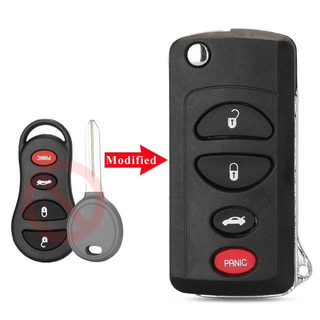 jingyuqin 2/3/4 Buttons Remote Flip Flip Key Cover For Chrysler Dodge Stratus RAM Durango Dakota Jeep Grand Cherokee Key Shell