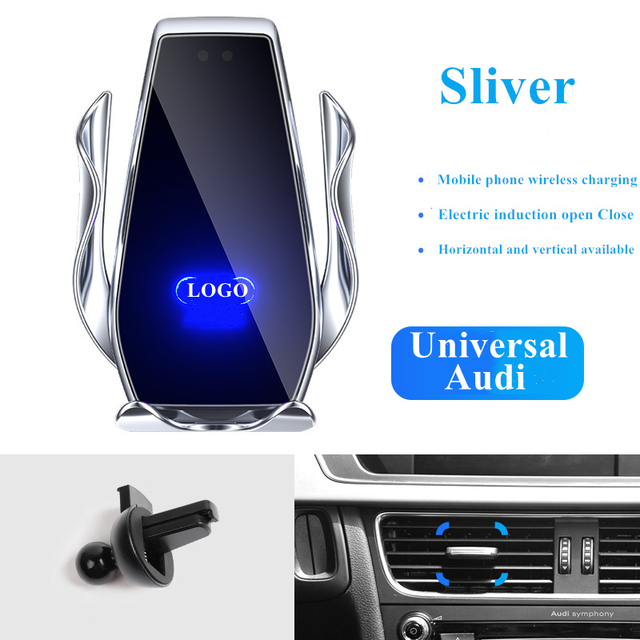 For Audi Q3 2013-2018 Car Cell Phone Holder Air Vent Wireless Charger 360 Rotating Navigation Bracket Support GPS With Logo