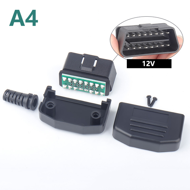 OBD II L Type 16 Pin Bus Connector Cable Socket Plug With Shell And Screw