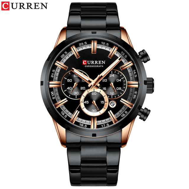 CURREN New Fashion Watches With Stainless Steel Luxury Brand Sport Chronograph Quartz Watch Men Relogio Masculino